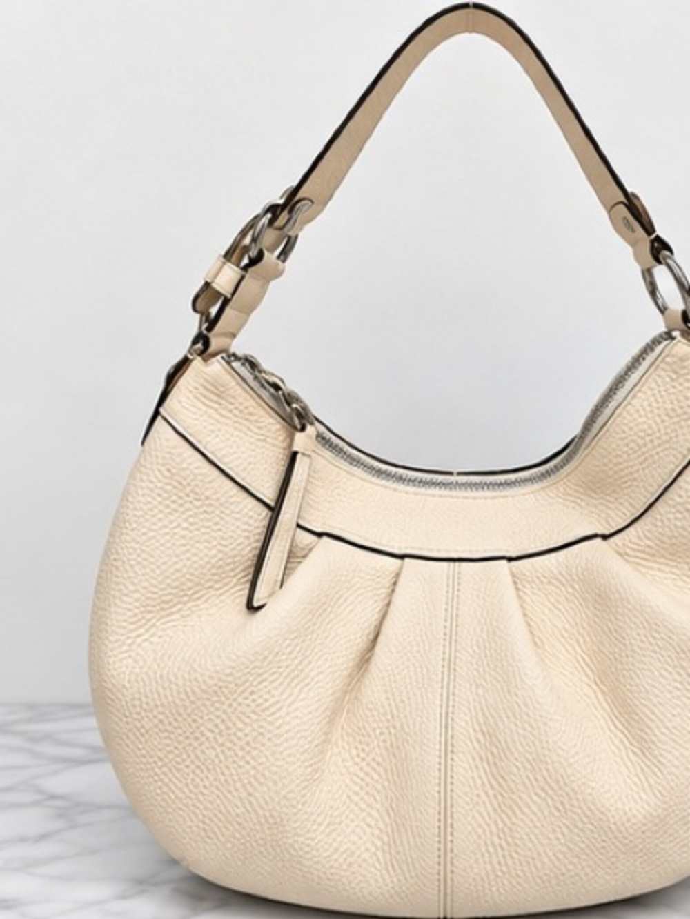 Coach Pebble Cream Leather Hobo Bag - Shoulder Bag